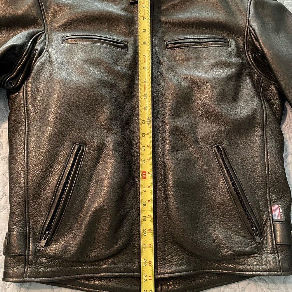 Mens Cafe Racer Black Leather Biker Jacket Made in USA - Picture 9 of 13